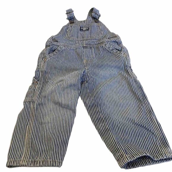 Vintage OshKosh B'Gosh Overalls Vestback Railroad Hickory Stripe 18 Months - Picture 1 of 6